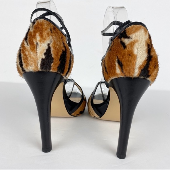 TALBOTS Calf Hair Peep Toe Ankle Strap Stilettos - Picture 4 of 8